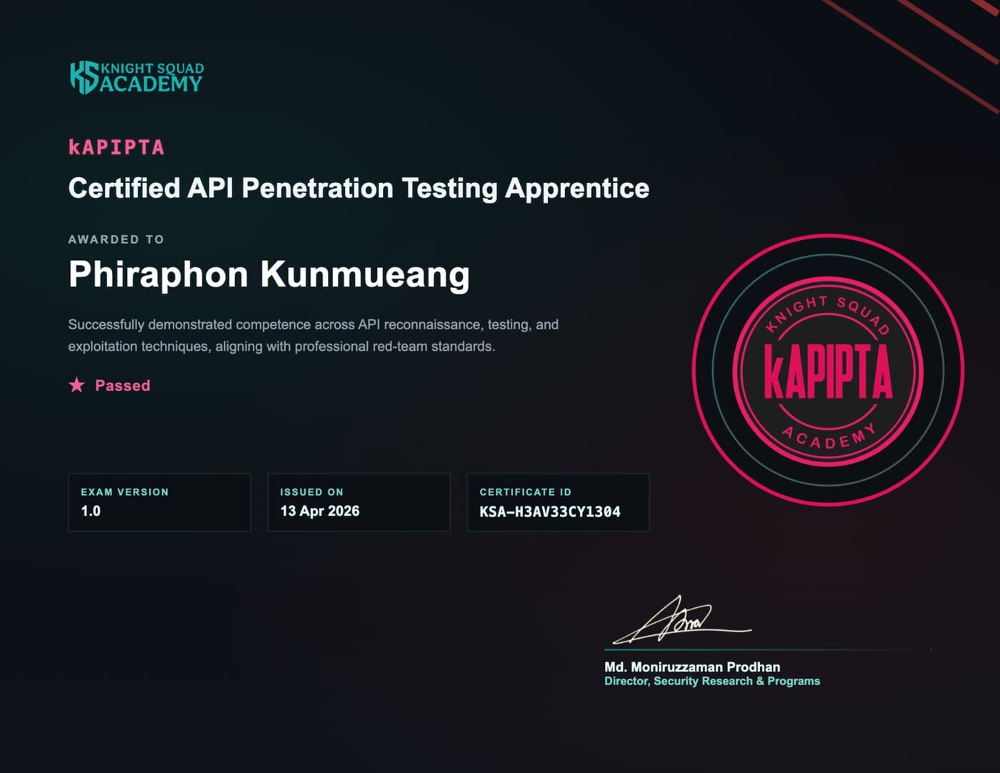Cyber Security Certification (KAPIPTA)